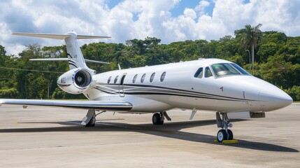 Business private jet airplane parked