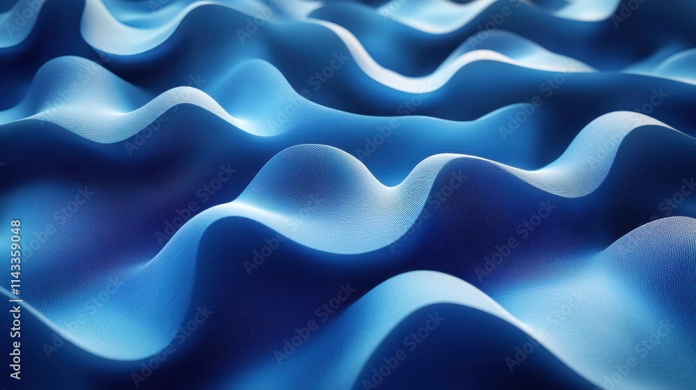 Poster abstract 3d render blue background with wavy lines modern animation motion design seamless looped vi