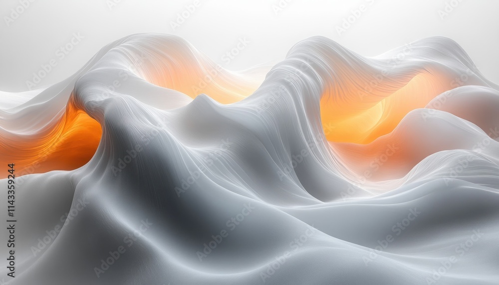 Poster abstract white wave light design with smooth gradient background