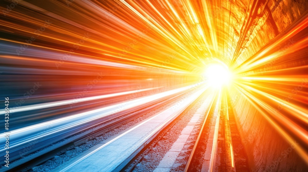 Aufkleber a vibrant tunnel scene with light rays suggesting motion and energy.