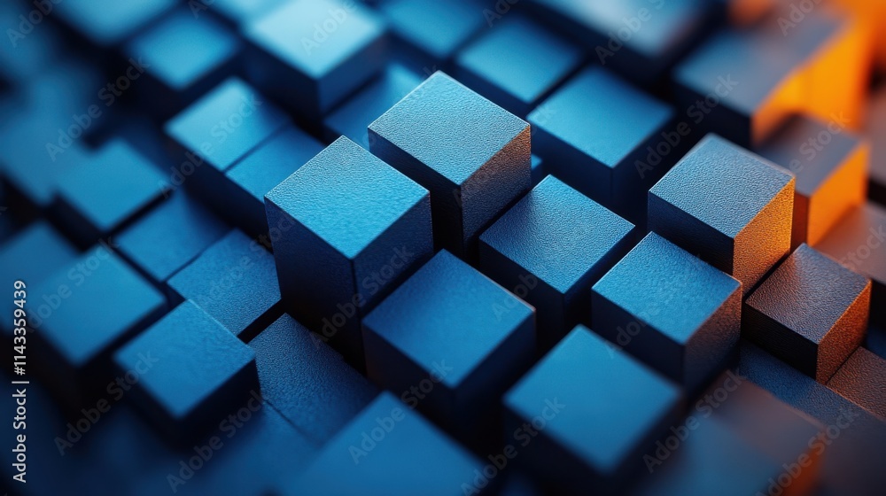 Aufkleber abstract 3d render blue geometric background with cubes modern animation motion design vide