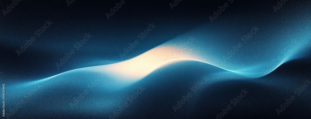 Poster Abstract Dark Blue Black Gradient Texture Background with Grainy Noise and Soft Curves for Minimalist Design