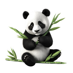 panda bear with bamboo