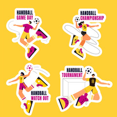 Flat Style Handball Player Social Media Label Background Illustration