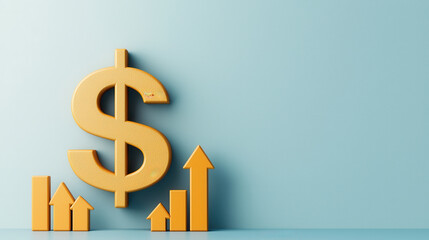 Obraz premium U.S. Inflation concept. Dollar symbol with upward arrows representing financial growth and success