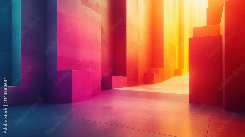 Poster abstract 3d render colorful geometric background design seamless looped animatio