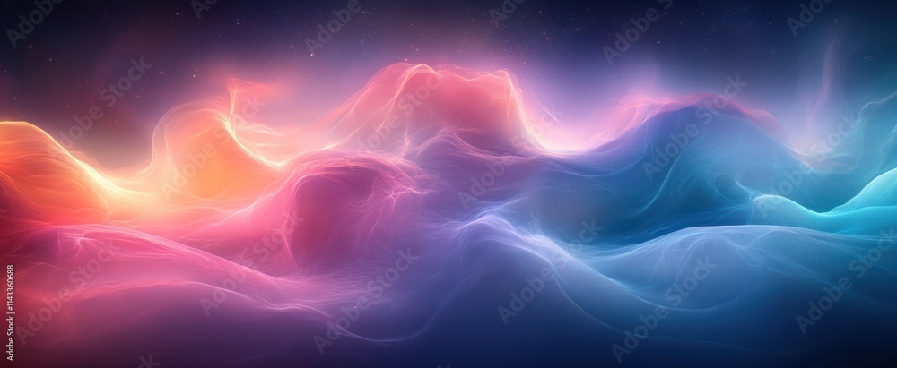 Poster vibrant abstract gradient background with purple and teal colors soft ambient lighting minimalistic 