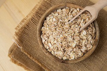 Raw oatmeal porridge Gluten free cereals. Health gut benefits. Concept of alternative whole spelt grain ingredient. Vegetarian diet recipes. Plant-based lifestyle. Copy space Protein rich eating 