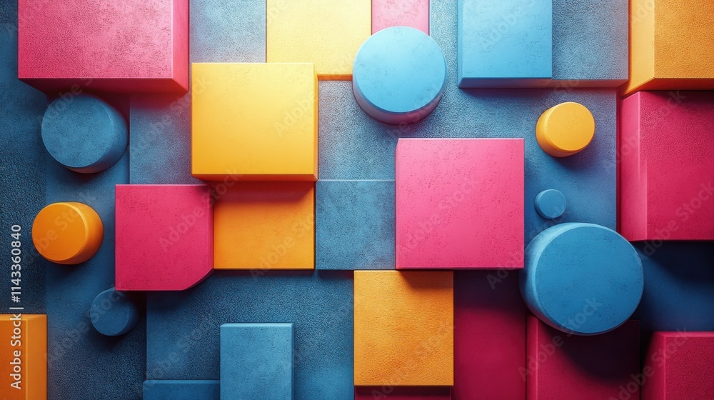 Poster abstract 3d render colorful geometric background modern desig