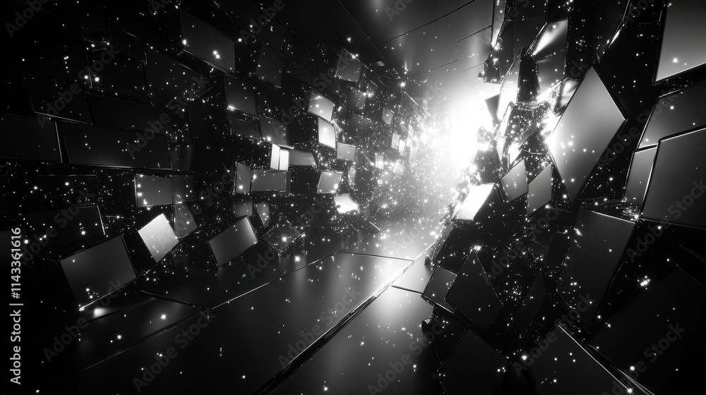 Poster abstract 3d render dark futuristic background network concept seamless looped animatio