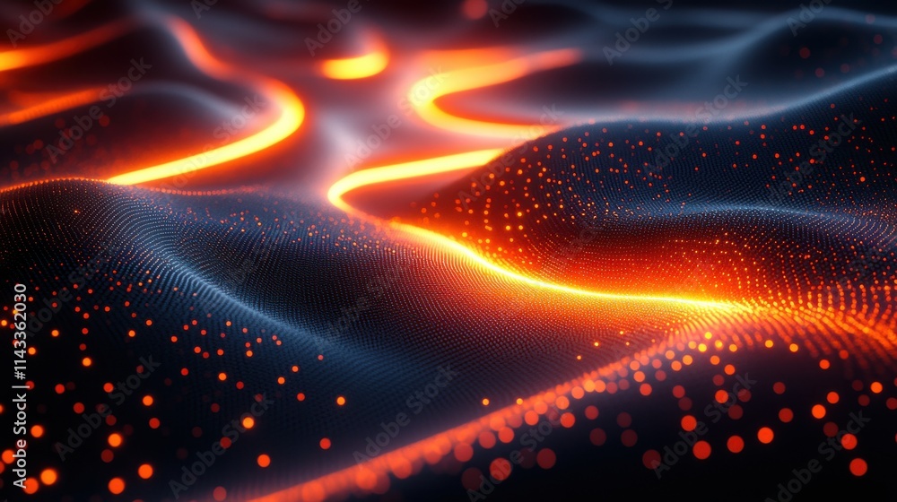 Poster abstract 3d render futuristic background design with orange line