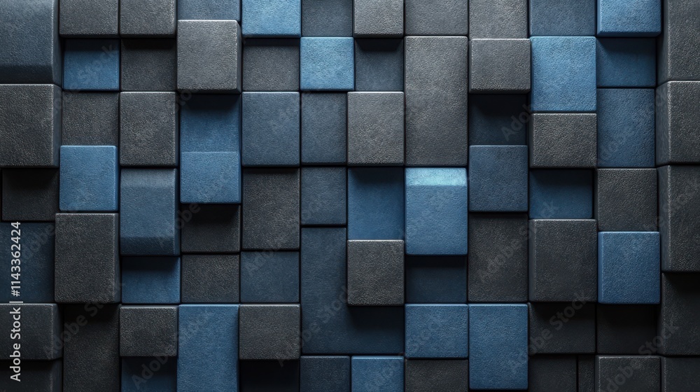 Poster abstract 3d render geometric background design with blue and black cube