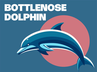 Bottlenose Dolphin Vector Flat Illustration