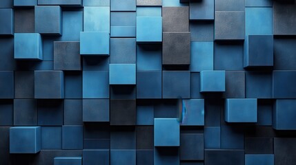 abstract 3d render geometric background design with blue and black cube