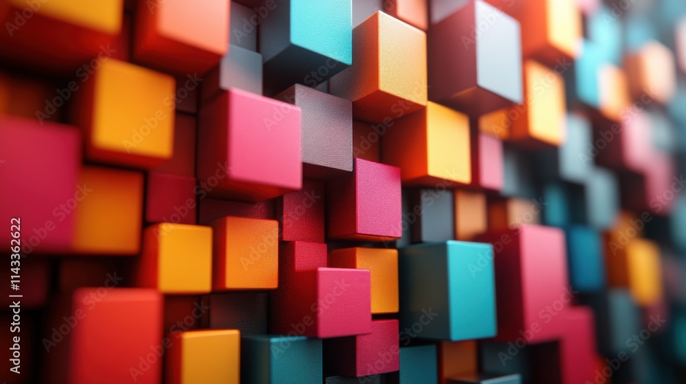 Poster abstract 3d render geometric background design with multicolored cube