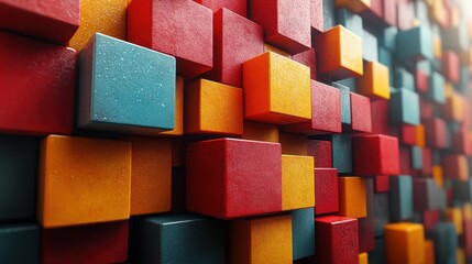 abstract 3d render geometric background design with multicolored cube