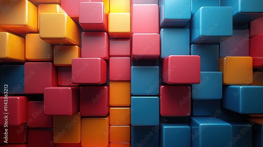 Aufkleber abstract 3d render geometric background with colored cubes motion design seamless looped vide