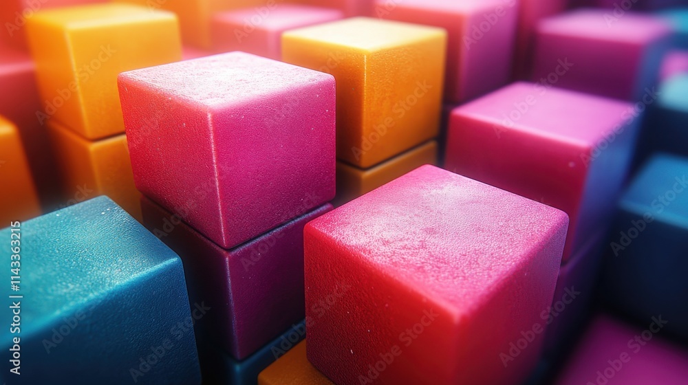 Aufkleber abstract 3d render geometric background with colorful cubes motion design animatio