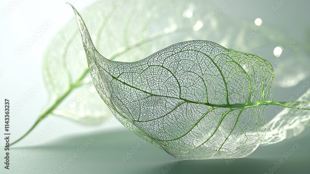 Poster detailed study of scientific concepts in leaf structures with intricate vein patterns
