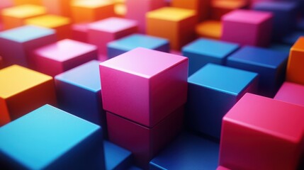 Obraz premium abstract 3d render geometric background with colorful cubes motion design animatio