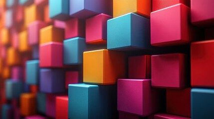 Obraz premium abstract 3d render geometric background with colorful cubes motion design animatio