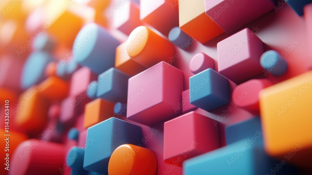 Aufkleber abstract 3d render geometric background with colorful shapes motion design seamless looped vide