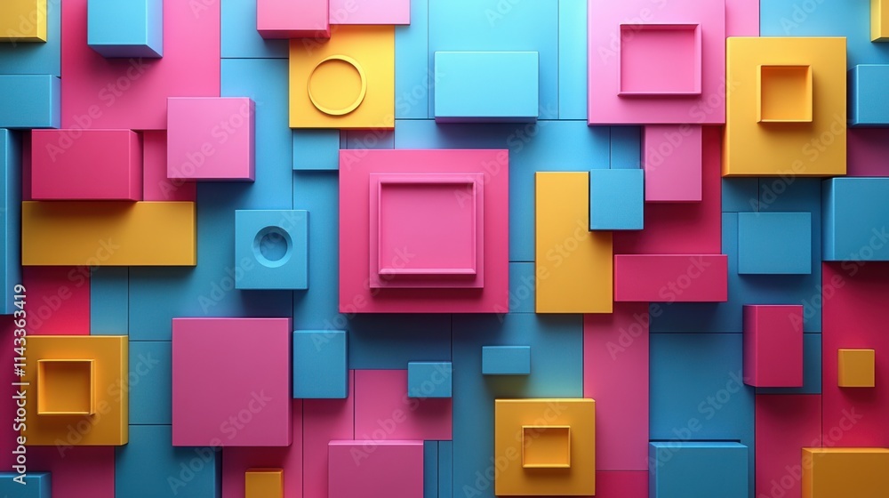 Aufkleber abstract 3d render geometric background with colorful shapes motion design seamless looped vide