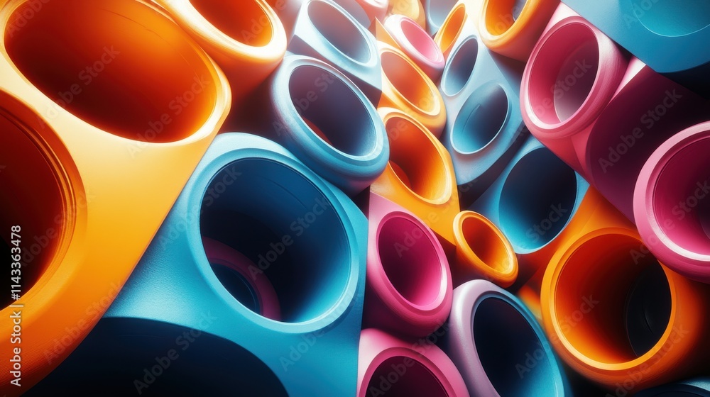 Poster abstract 3d render geometric background with colorful shapes motion design seamless looped vide