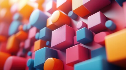 Obraz premium abstract 3d render geometric background with colorful shapes motion design seamless looped vide