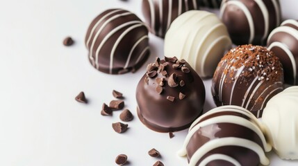 Indulge in decadent chocolate truffles! Dark, milk, and white chocolate spheres create a delightful treat.  A luxurious confectionery experience.