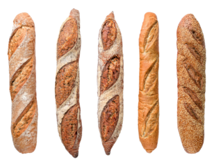 Top-down View of Baguettes on Transparent Background