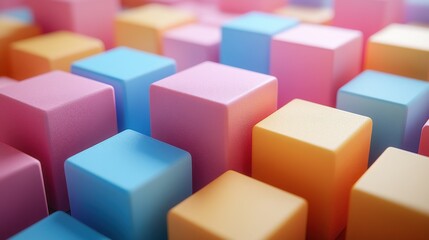 Obraz premium abstract 3d render geometric background with pastel colored cubes motion design seamless looped vide