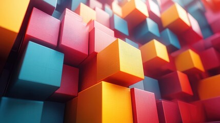 Obraz premium abstract 3d render geometric composition multicolor background design with cube