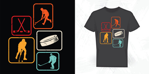 Funny Hockey Player Lover Vintage Hockey T-shirt Design	

