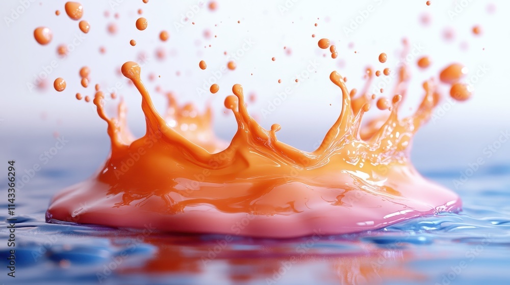 Poster abstract 3d render liquid splash on white backgroun