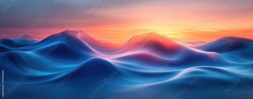 Aufkleber Blue Waves Abstract Design Background for Modern Business Presentation