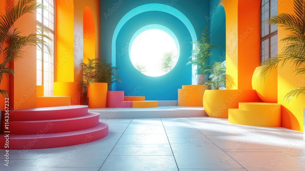 Aufkleber abstract 3d render modern background design colorful geometric compositio
