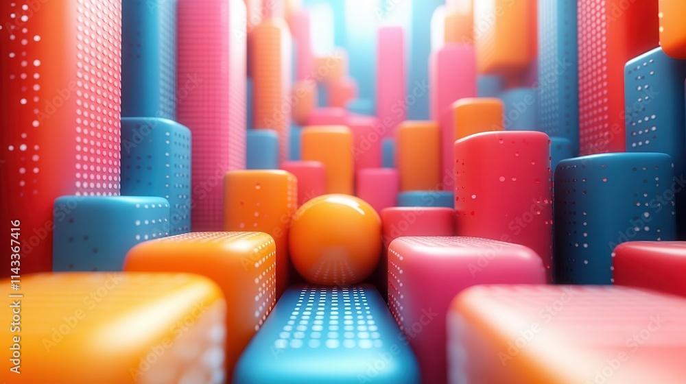 Poster abstract 3d render modern background design colorful geometric compositio