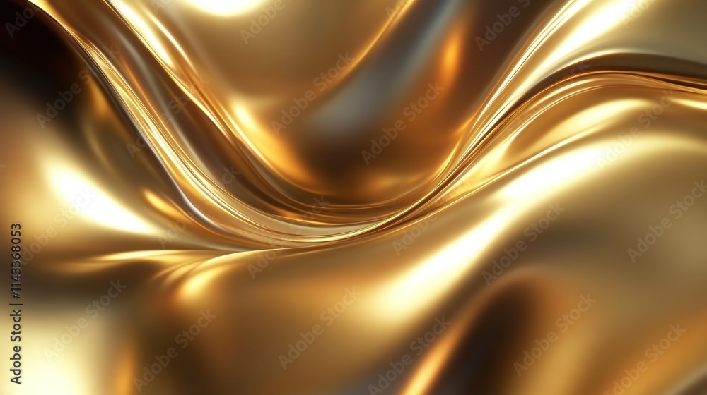 Poster abstract golden fabric with smooth, flowing textures creating a luxurious appearance.