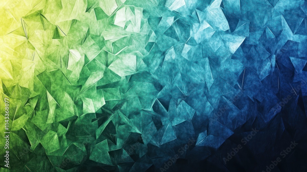 Poster Abstract geometric pattern with a gradient from yellow to blue, creating a textured appearance.