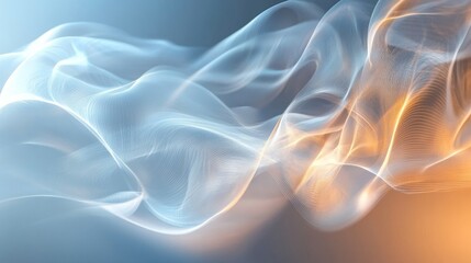 Fototapeta premium Abstract swirls of light in blue and orange hues representing fluid motion and energy.