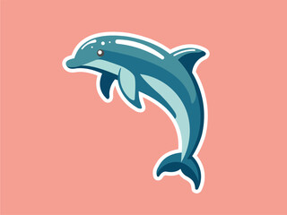 Cute Dolphin Sticker in Flat Color