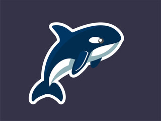 Cute orca Sticker in Flat Color
