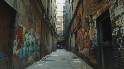 Obraz premium Narrow Alleyway Between Tall Buildings