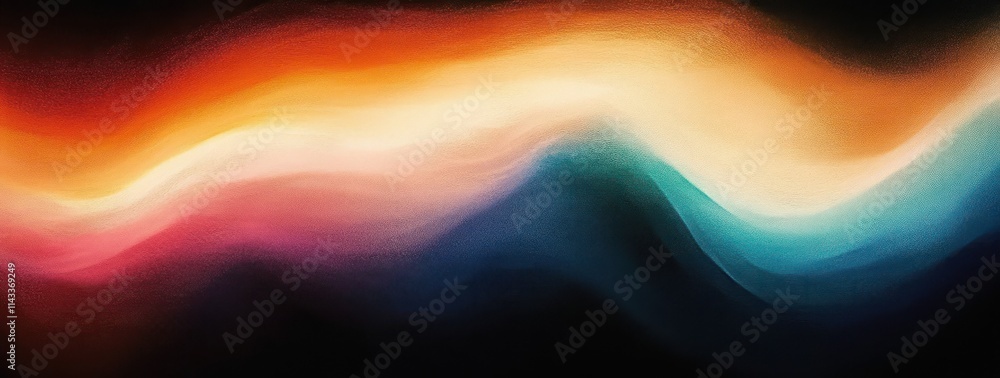 Poster abstract colorful gradient wave background with teal orange black noise texture for posters headers 