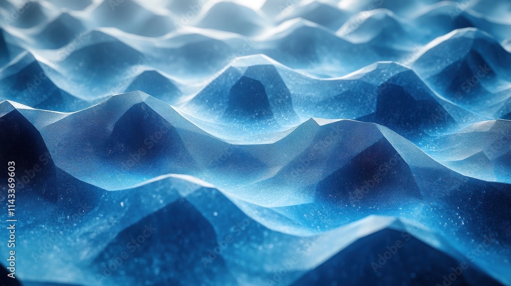 Poster abstract 3d render motion background design blue low poly surface seamless looped animatio
