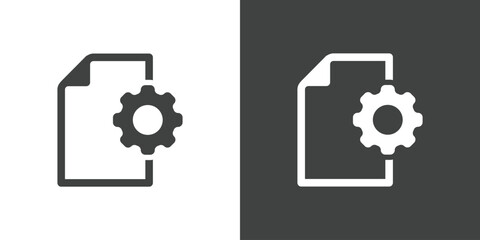 Setting file flat glyph icon. Perfect pixel on white and black background