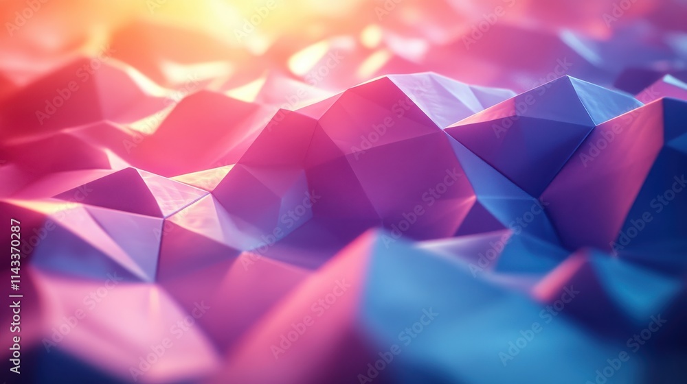 Poster abstract 3d render motion background design triangulated surface seamless looped animatio