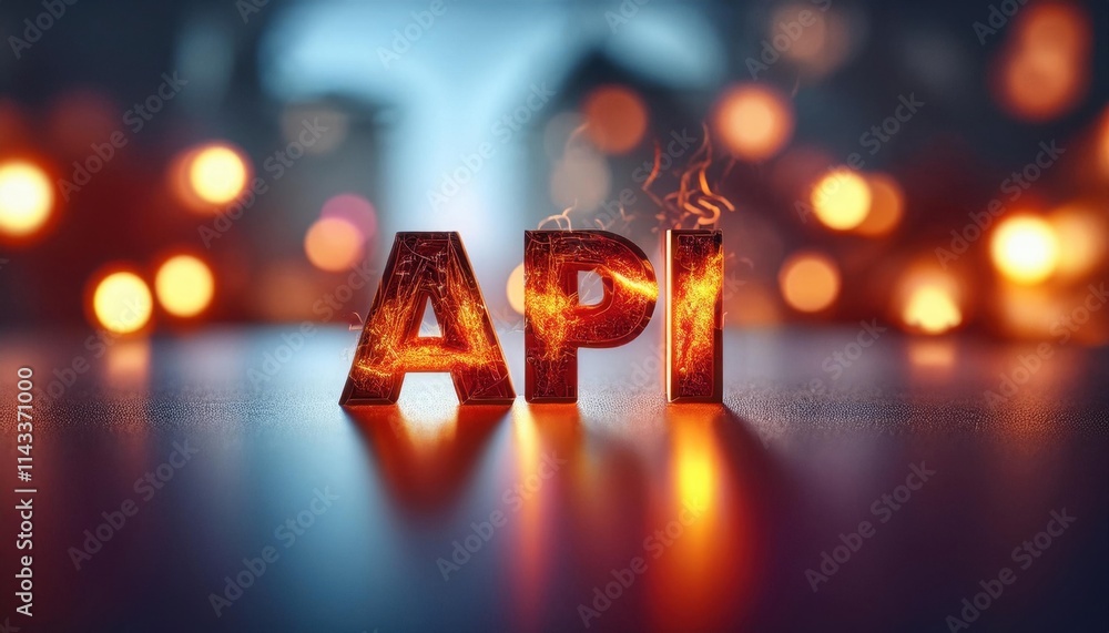 Aufkleber dynamic api representation with fiery elements and bokeh effect