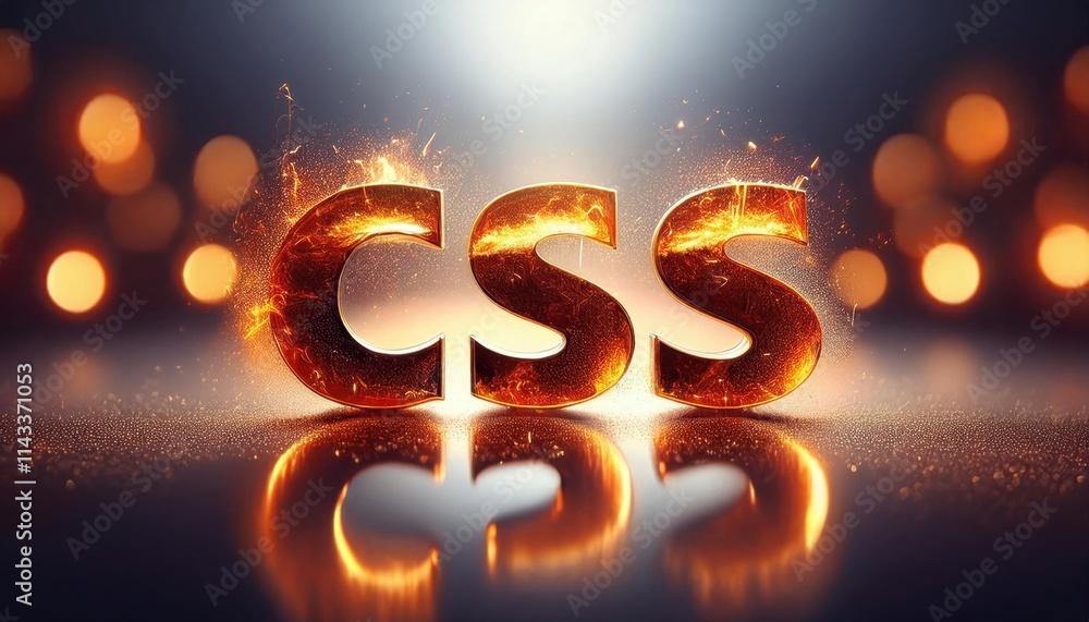 Poster Dynamic 3D Render of CSS Text with Sparkles